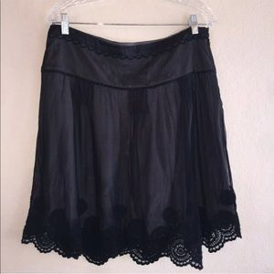 Anthropologie Black Tulle Crochet Lace Skirt 12